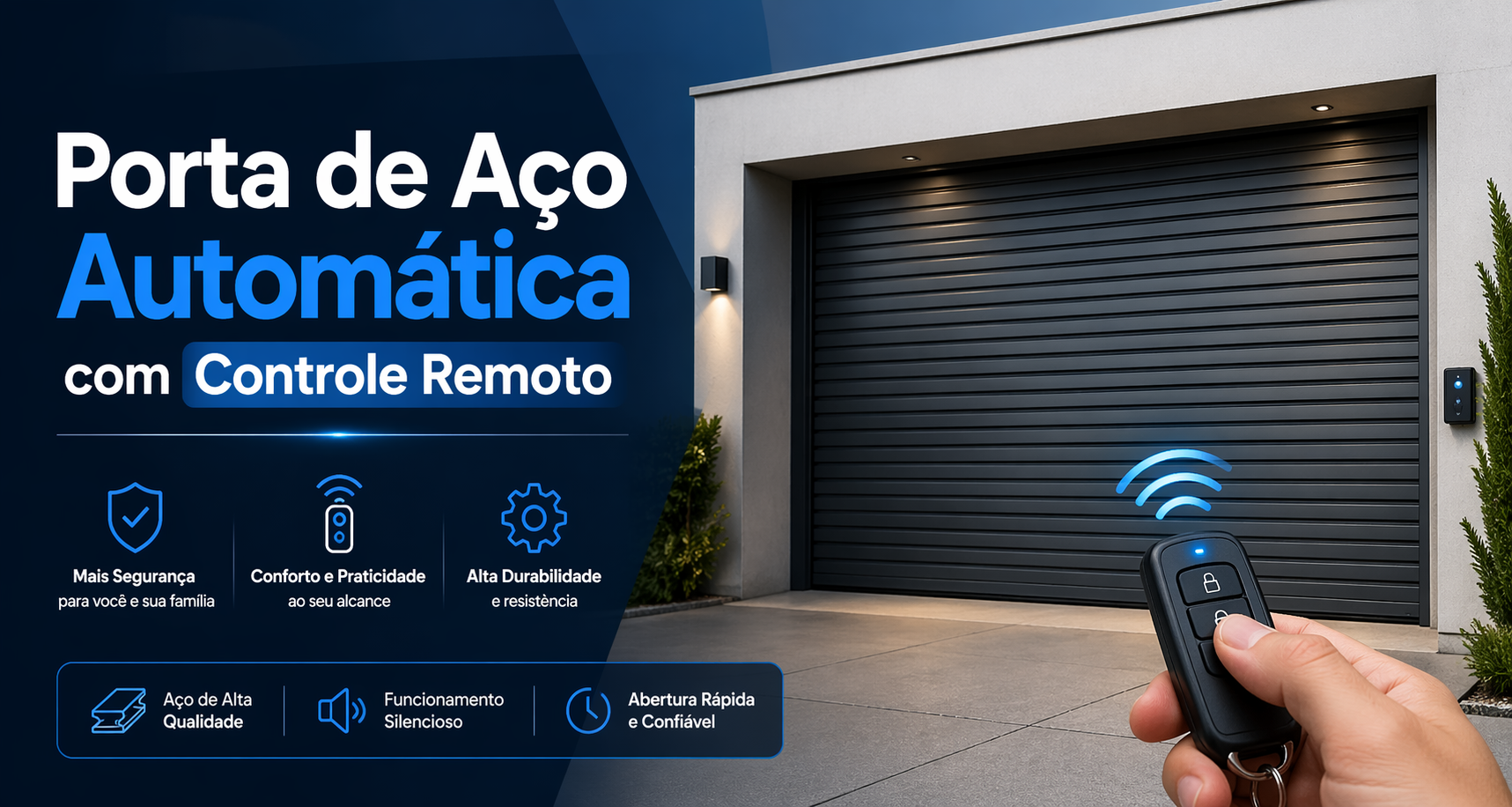 Porta de Aço Automática com Controle Remoto
