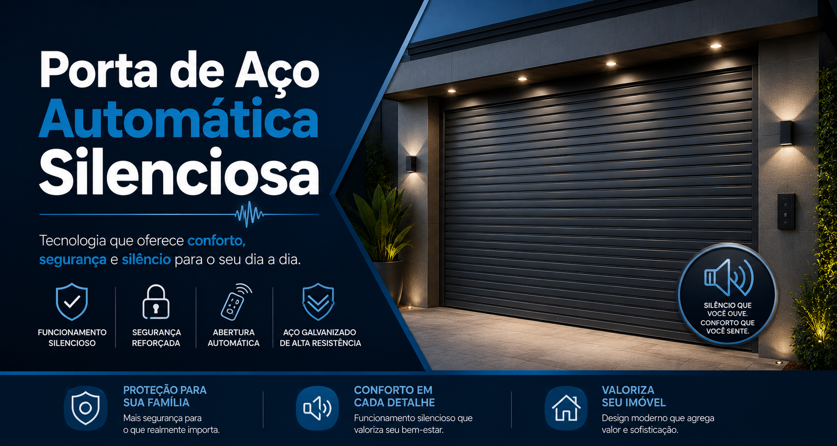 Porta de Aço Automática Silenciosa