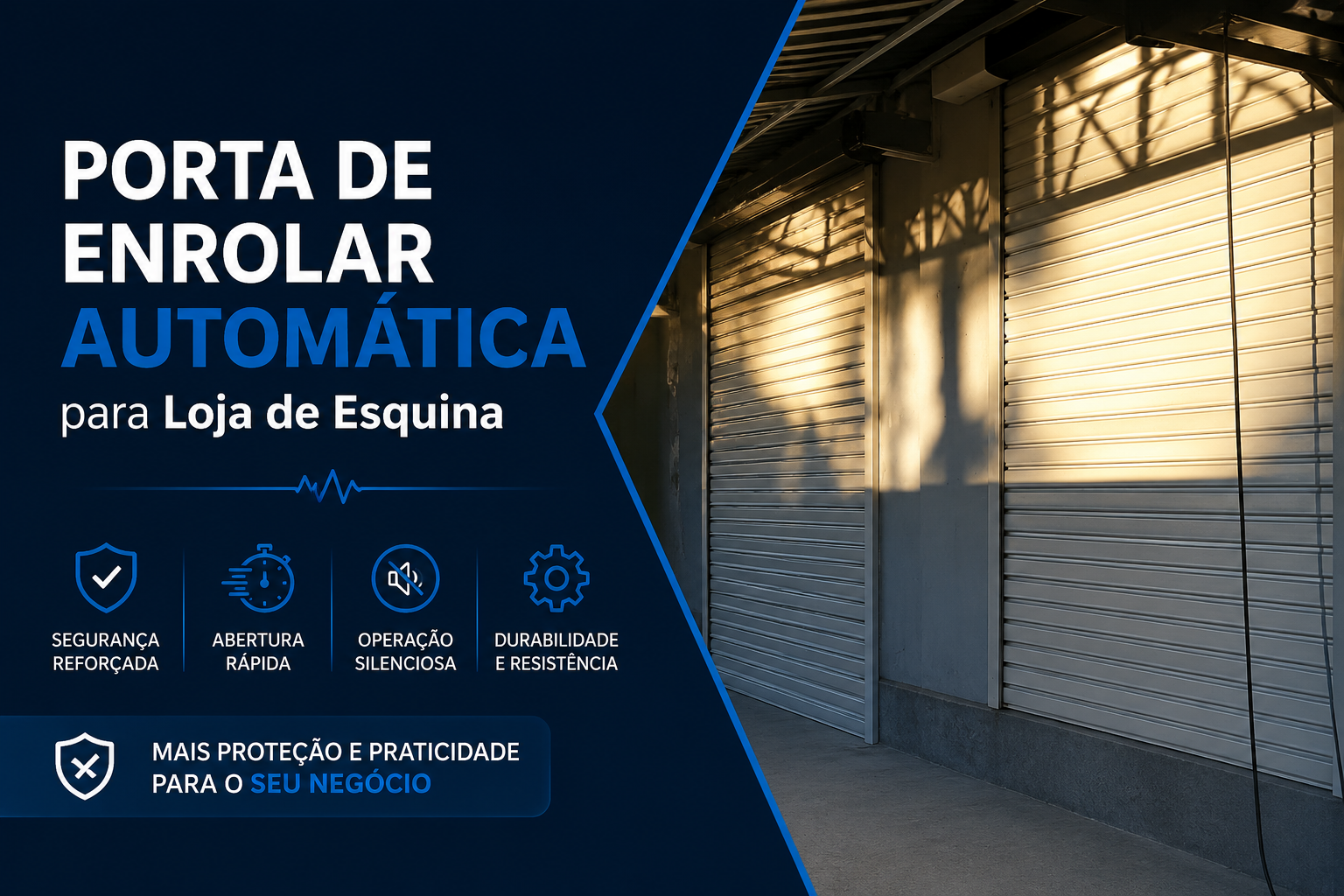 Porta de Enrolar Automática para Loja de Esquina | Segurança e Fachada Comercial