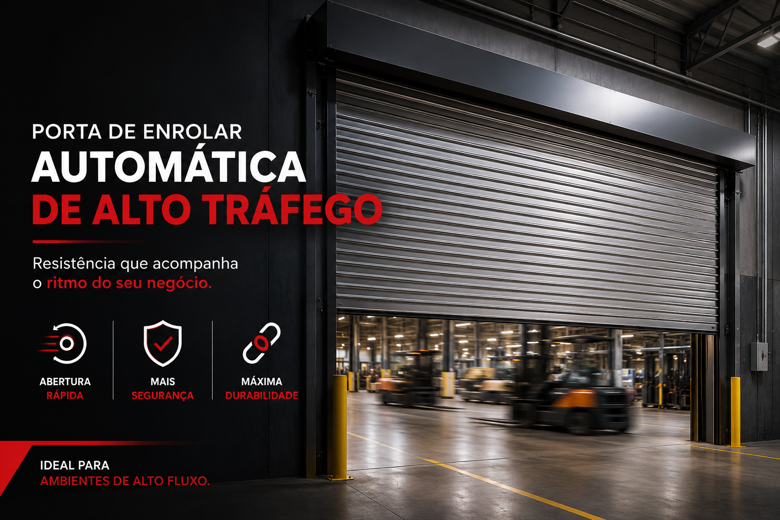 Porta de Enrolar Automática de Alto Tráfego | Resistência e Agilidade