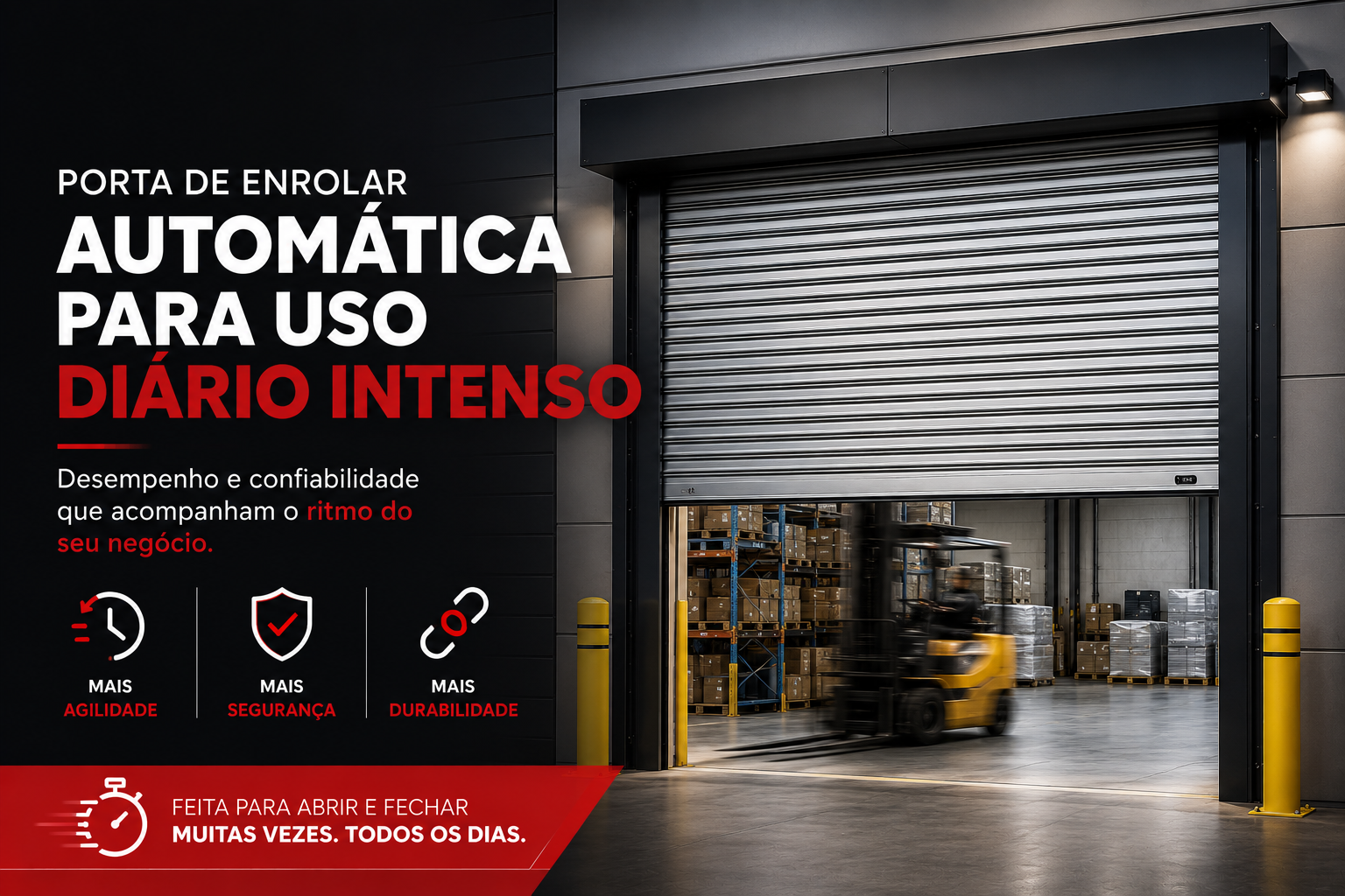 Porta de Enrolar Automática para Uso Diário Intenso | Resistência