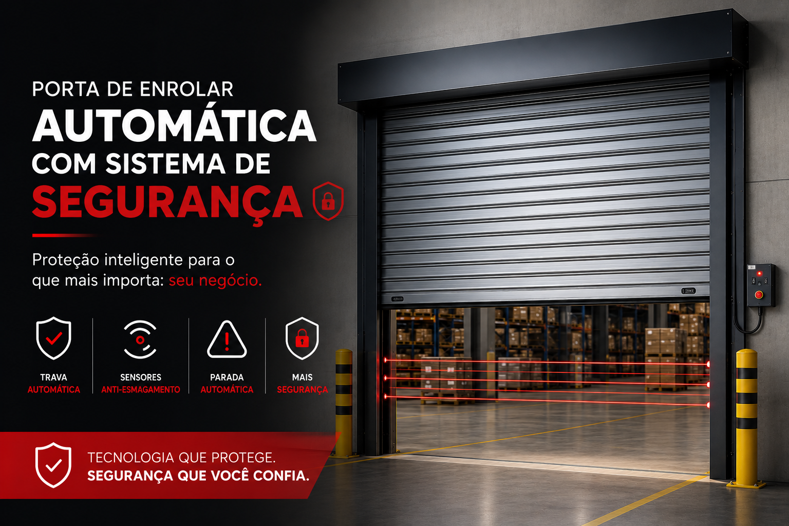 Porta de Enrolar Automática com Sistema de Segurança | Proteção