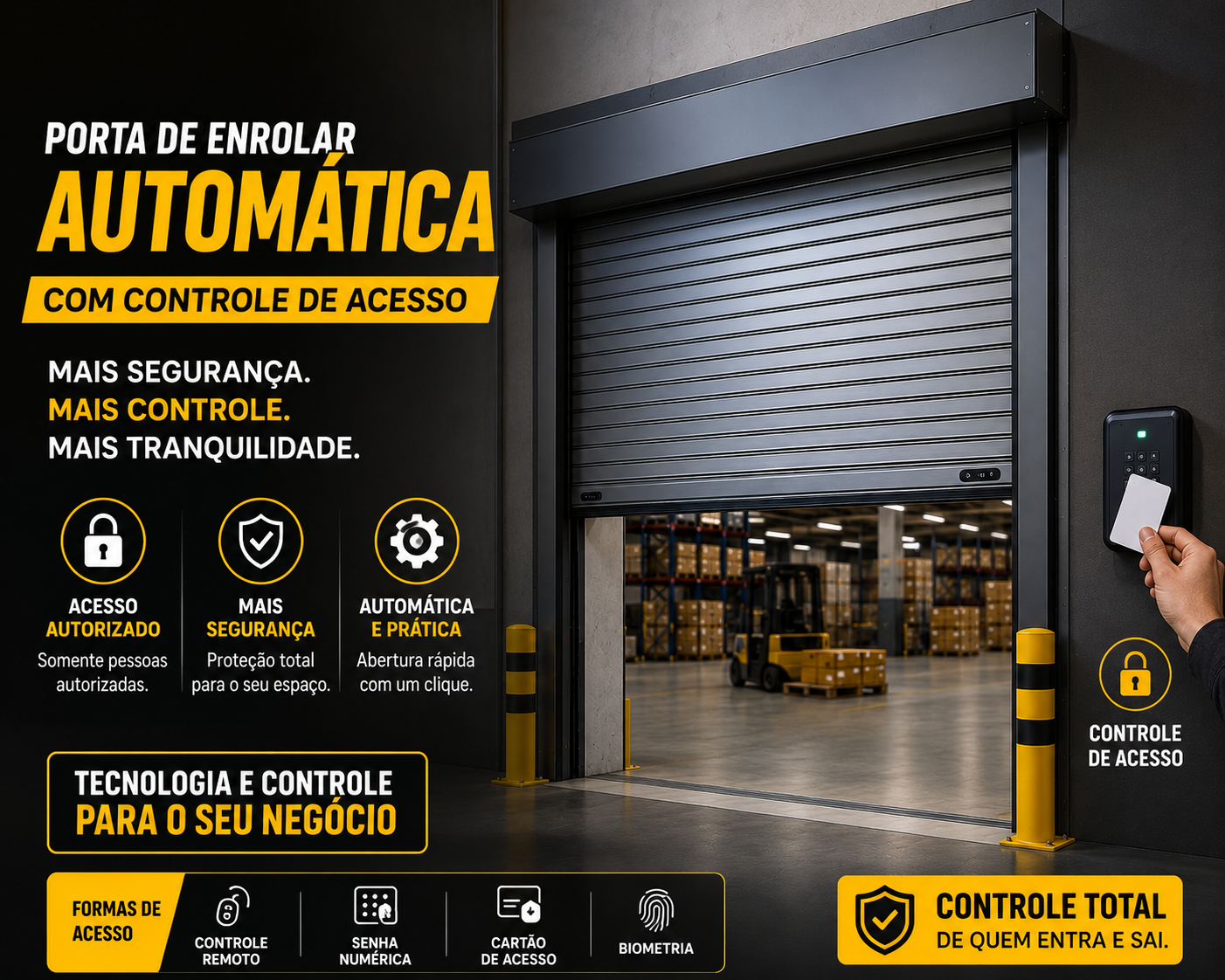 Porta de Enrolar Automática com Controle de Acesso | Segurança
