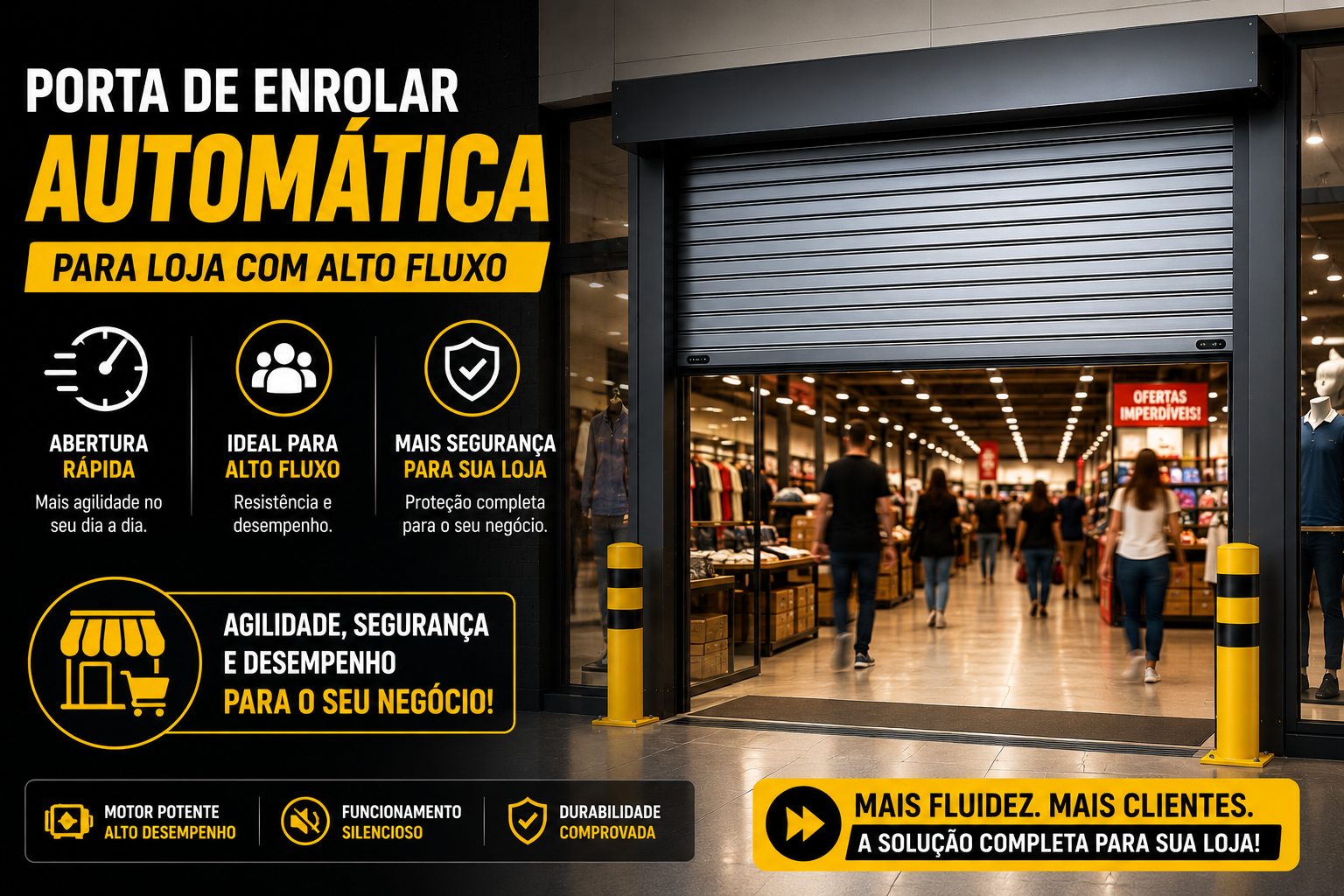 Porta de Enrolar Automática para Loja com Alto Fluxo | Segurança