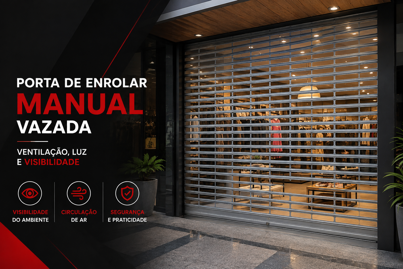 Porta de Enrolar Manual Vazada | Ventilação e Segurança